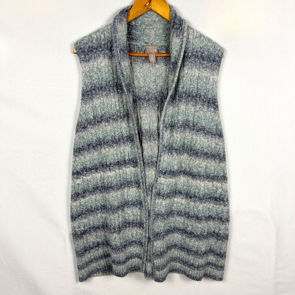 Chico's Sweater Vest Sz 3 (XL) Longline Office Boho Fall Chunky Cotton Lagenlook - Picture 1 of 9